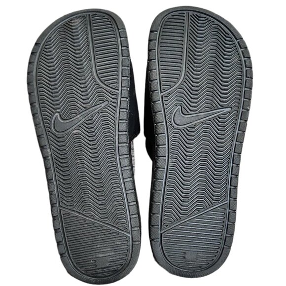 ❤️2/$18 Nike Benassi JDI Slip On Slides Sandals Black Rose Gold Slippers 8 - Picture 3 of 4